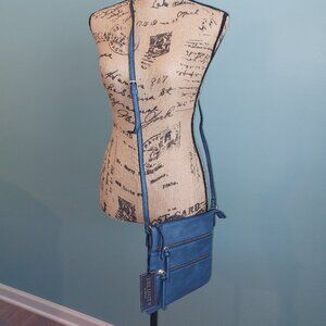 Marine Blue Vegan Leather Deluxity Crossbody Purse; NWT; NEVER USED